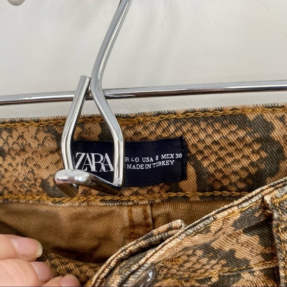 ZARA Tan/ Brown Snake Skin Print High Rise Skinny Jeans Stretchy NWOT - Picture 4 of 6